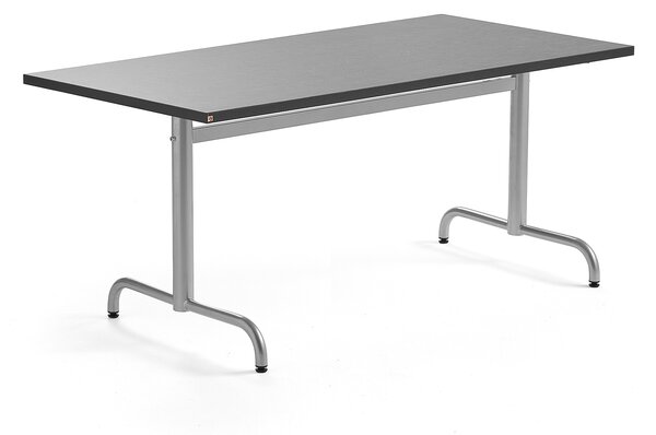 Stół PLURAL, 1400x800x720 mm, blat linoleum, ciemnoszary, srebrny