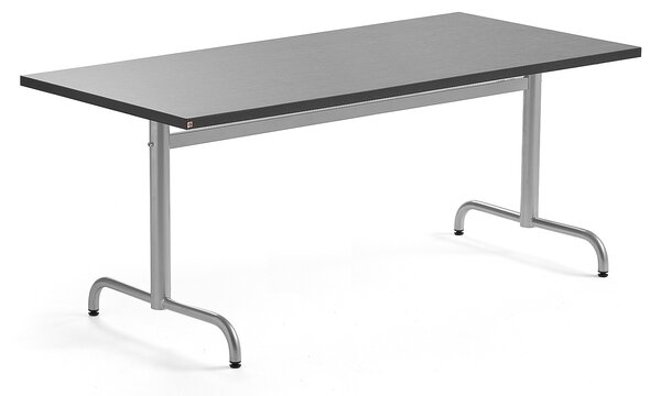 Stół PLURAL, 1600x800x720 mm, blat linoleum, ciemnoszary, srebrny