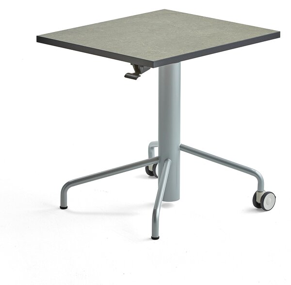 Stół ARISE, z regulacją wysokości, 600x700 mm, rama szary, linoleum szary