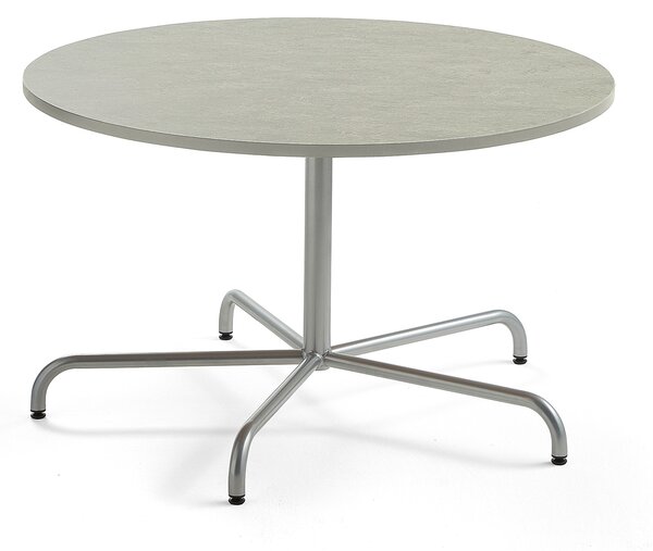 Stół PLURAL, Ø1200x720 mm, blat linoleum, szary, srebrny