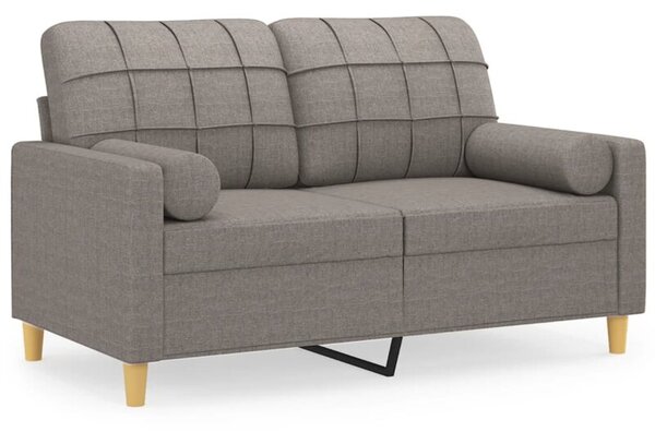 Sofa 2-osobowa z poduszkami, taupe, 120 cm, tkanina