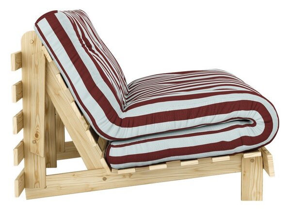 Bordowa/jasnoniebieska rozkładana sofa 140 cm Roots – Karup