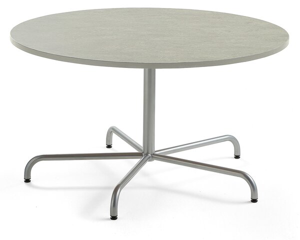 Stół PLURAL, Ø1300x720 mm, blat linoleum, szary, srebrny