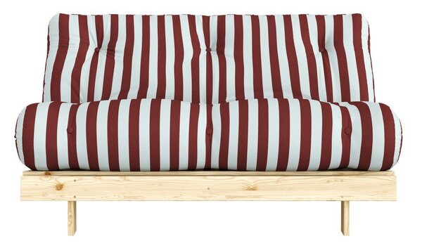 Bordowa/jasnoniebieska rozkładana sofa 140 cm Roots – Karup