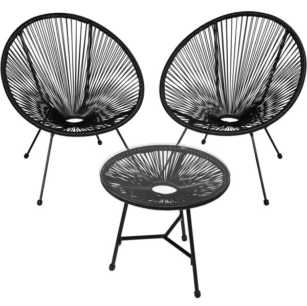 Tectake 403307 zestaw 2 krzeseł ze stolikiem - gabriella - czarny