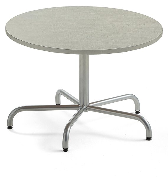 Stół PLURAL, Ø900x600 mm, blat linoleum, szary, srebrny