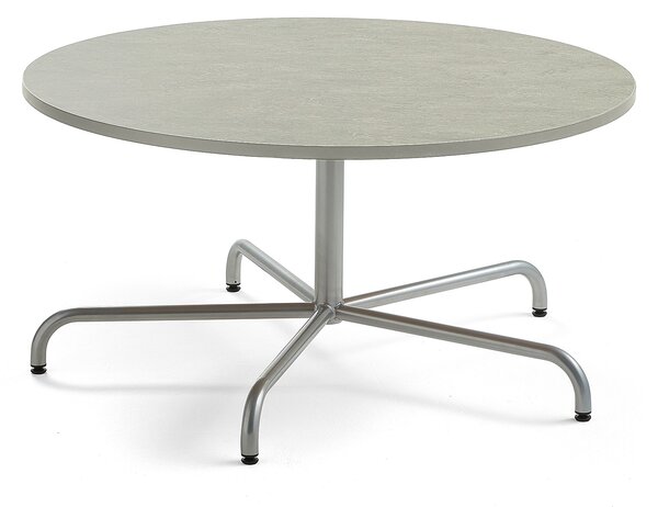Stół PLURAL, Ø1200x600 mm, blat linoleum, szary, srebrny