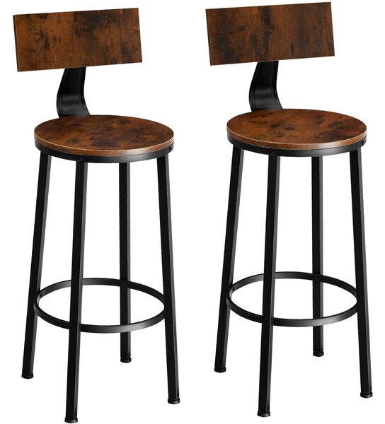 Tectake 404350 2 stołki barowe poole - drewno industrialne ciemne, rustykalne