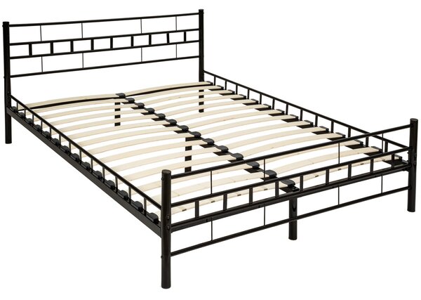 Tectake 401719 metalowe łóżko ze stelażem o nowoczesnym designie - 200 x 140 cm, czarny