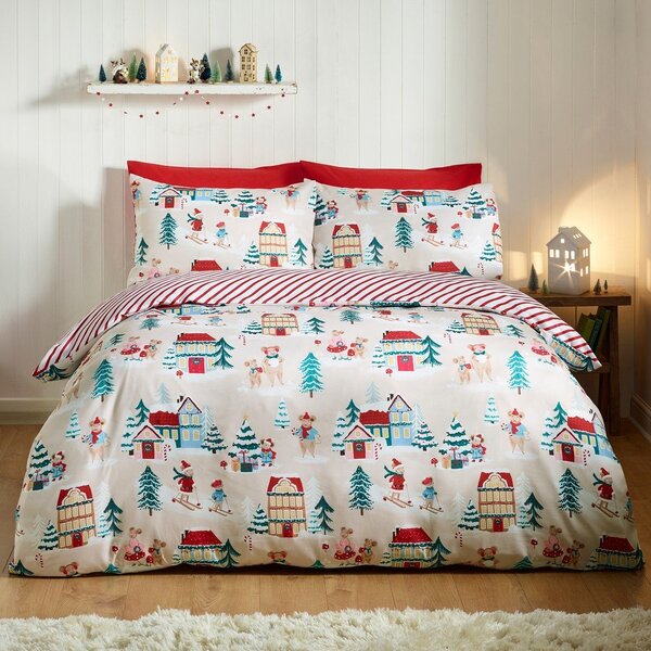 Pościel jednoosobowa 135x200 cm Christmas Mouse Town – Catherine Lansfield
