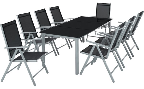 Tectake 402165 komplet ogrodowy z aluminium stół i 8 krzeseł - jasnoszary