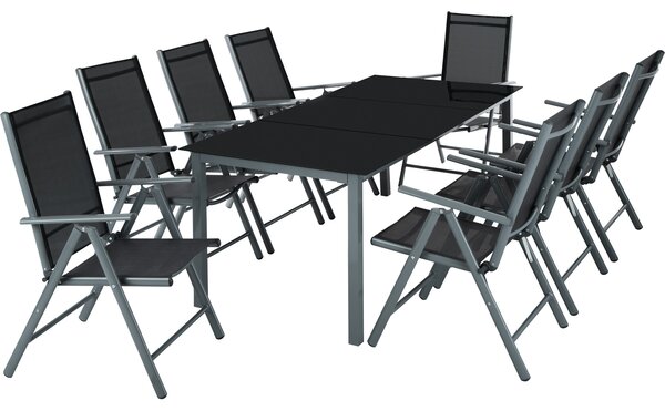 Tectake 402164 komplet ogrodowy z aluminium stół i 8 krzeseł - ciemnoszary