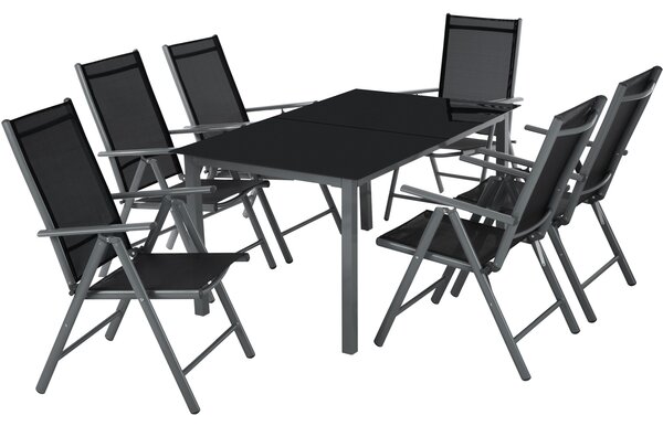 Tectake 402166 komplet ogrodowy z aluminium stół i 6 krzeseł - ciemnoszary
