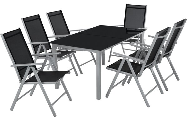 Tectake 402167 komplet ogrodowy z aluminium stół i 6 krzeseł - jasnoszary