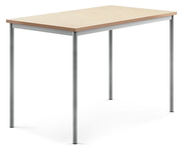 Stół SONITUS, 1400x800x900 mm, beżowe linoleum, szary aluminium