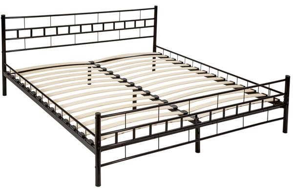 Tectake 401720 metalowe łóżko ze stelażem o nowoczesnym designie - 200 x 180 cm, czarny