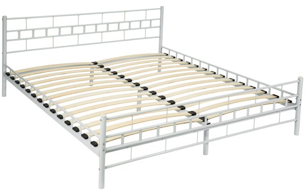 Tectake 401722 metalowe łóżko ze stelażem o nowoczesnym designie - 200 x 180 cm, biały