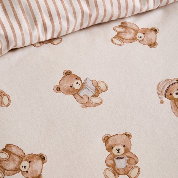Kremowe flanelowe prześcieradło dziecięce jednoosobowe z gumką 90x190 cm Brushed Teddy Bear – Catherine Lansfield