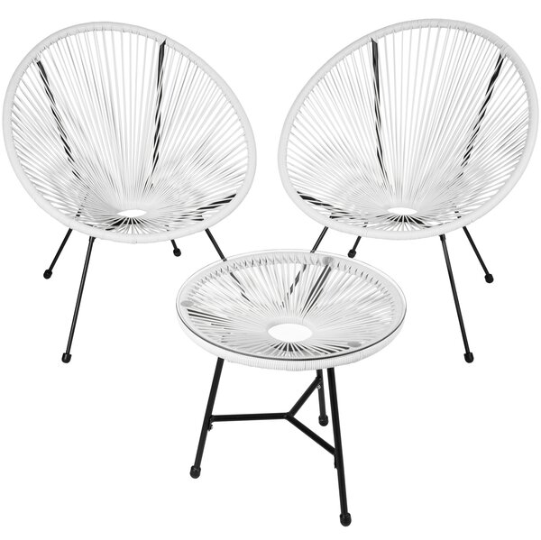Tectake 403308 zestaw 2 krzeseł ze stolikiem - gabriella - biały