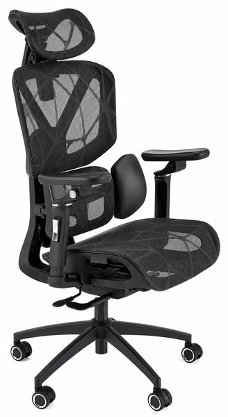 Czarny ergonomiczny nowoczesny fotel obrotowy do biura L1-P72
