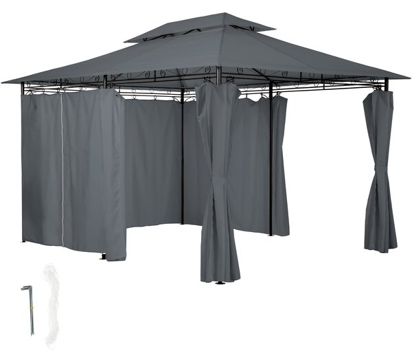 Tectake 403269 pawilon namiot ogrodowy luxus emine 4x3m z 6 ścianami - antracyt