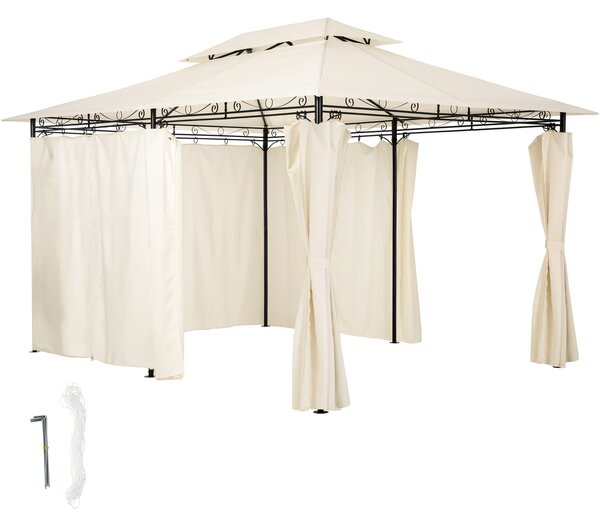 Tectake 403268 pawilon namiot ogrodowy luxus emine 4x3m z 6 ścianami - kremowy