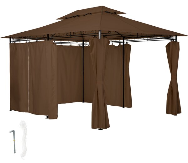 Tectake 403270 pawilon namiot ogrodowy luxus emine 4x3m z 6 ścianami - brązowy