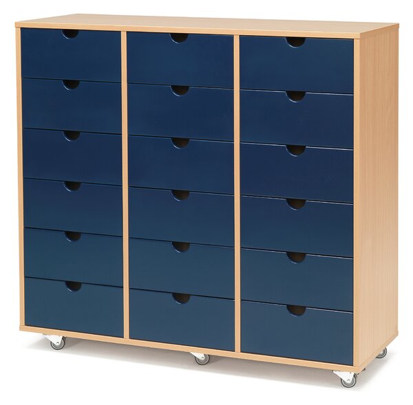Komoda 4:6, 18 szuflad 1200x450x1145 mm, buk, niebieski