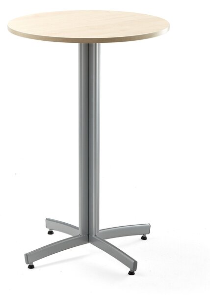 Stół barowy SANNA, Ø 700x1050mm, brzoza, szary aluminium