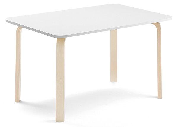 Stół ELTON, 1200x600x640 mm, biały laminat, brzoza