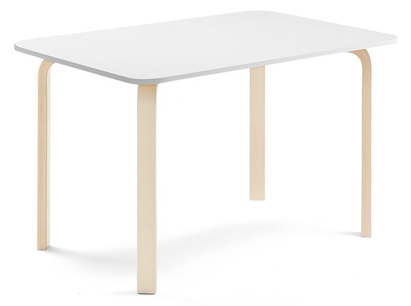 Stół ELTON, 1200x800x710 mm, biały laminat, brzoza