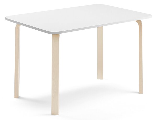 Stół ELTON, 1200x700x710 mm, biały laminat, brzoza