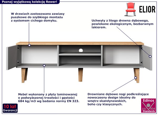 Szafka pod telewizor na nóżkach szary + hikora D3-B03