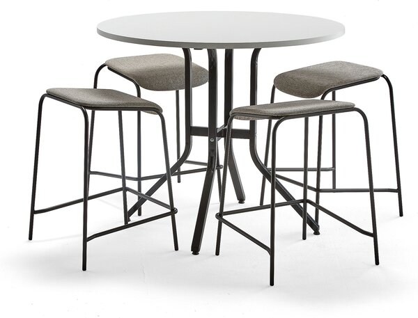 Zestaw mebli VARIOUS + ATTEND, stół + 4 stołki, beżowy