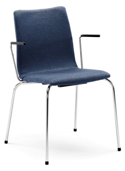Krzesło konferencyjne OTTAWA, podłokietniki, tkanina, niebieski, chrom