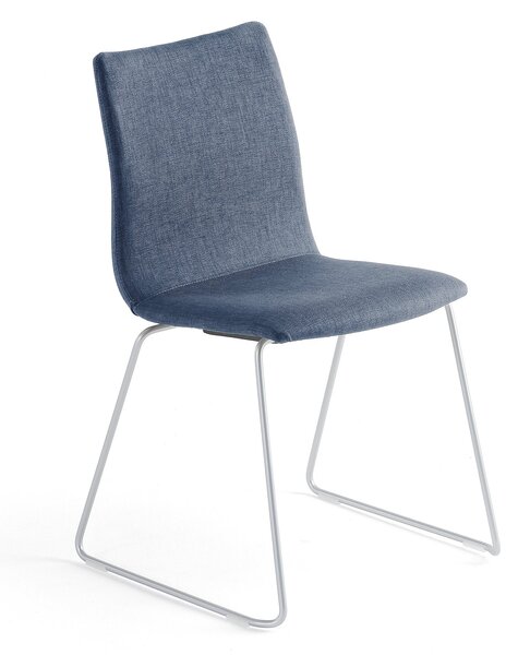 Krzesło konferencyjne OTTAWA, na płozach, tkanina, niebieski, szary