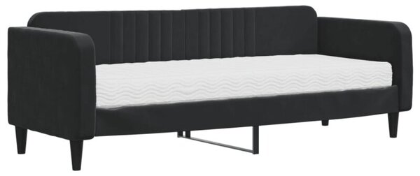 Sofa z materacem do spania, czarna, 80x200 cm, aksamit