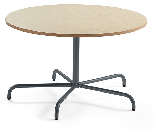 Stół PLURAL, Ø 1200x720 mm, linoleum, beżowy, antracyt