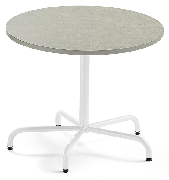 Stół PLURAL, Ø 900x720 mm, linoleum, szary, biały