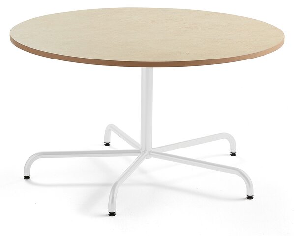 Stół PLURAL, Ø 1300x720 mm, linoleum, beżowy, biały