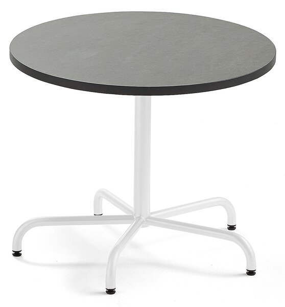 Stół PLURAL, Ø 900x720 mm, linoleum, ciemnoszary, biały