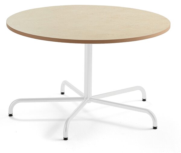 Stół PLURAL, Ø 1200x720 mm, linoleum, beżowy, biały
