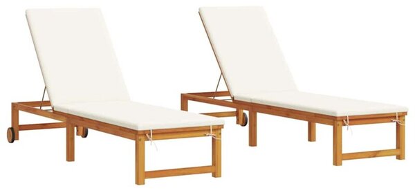 Leżak 2 szt. brązowy 202 x 53 x 89 cm lite drewno akacji