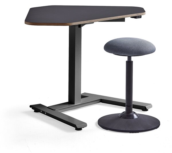 Zestaw mebli NOVUS + ACTON, 1 czarne biurko narożne i 1 stołek