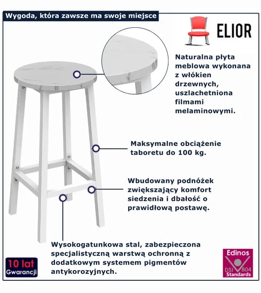 Nowoczesny hoker z podnóżkiem biały + marmur M7-C48