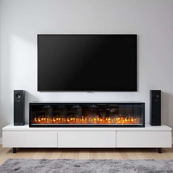Kominek elektryczny ścienny 3D ElectricSun VERSALYS XXL, naścienny, podłogowy lub wbudowane, z dźwiękiem, 10 kolory, z aplikacją, L200xH41x15cm
