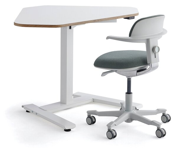 Zestaw mebli NOVUS + NEWBURY, 1 biurko narożne + 1 biało-zielone krzesło