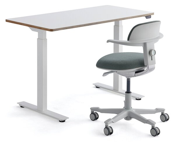 Zestaw mebli NOVUS + NEWBURY, 1 biurko + 1 biało-zielone krzesło