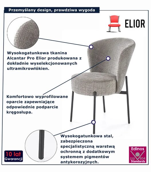 Tapicerowane popielate krzesło nowoczesne H1-G18
