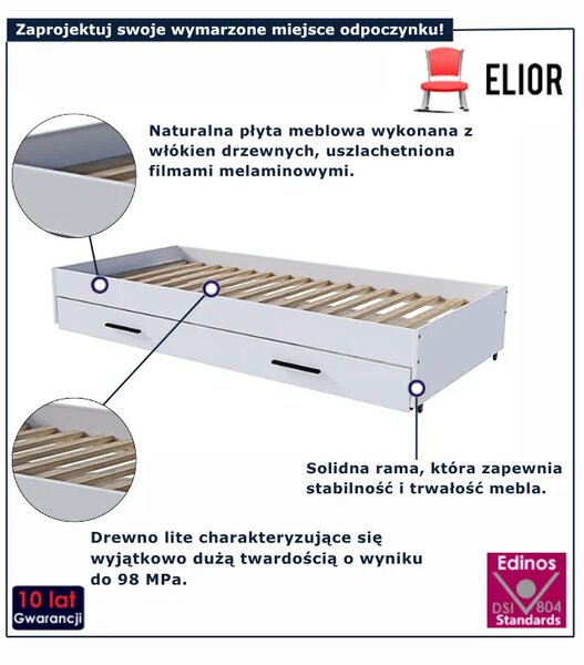 Modułowa biała szuflada ze stelażem oraz półką F8-A92